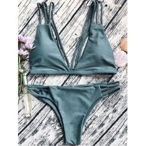NWT, Two- Piece Army Green Bikini Size Large